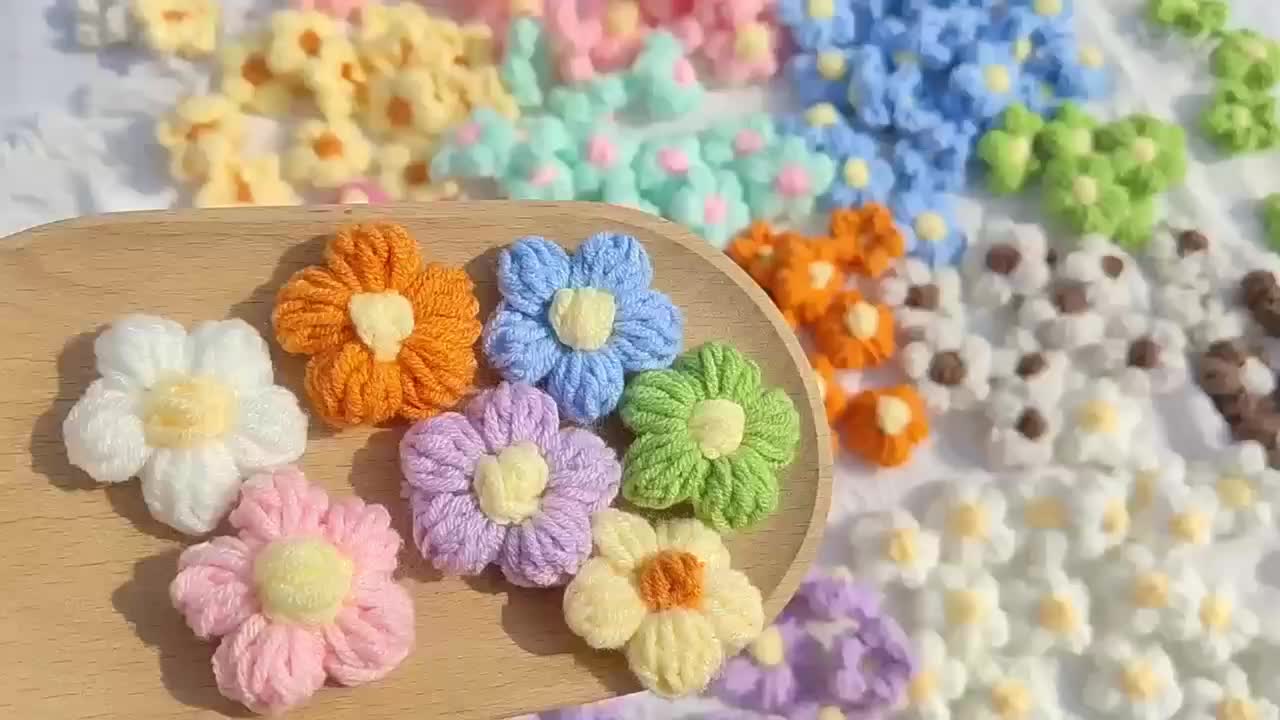 Colorful Wool Flower Braided Flower Crochet Clothing Patches - Temu