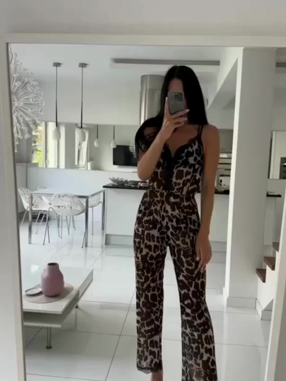 Conjunto de pijama con estampado de leopardo, Pijamas sexis de verano para  mujer, tirantes finos elá xuanjing unisex