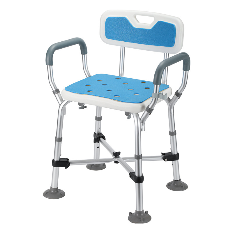 Height Adjustable Shower Chair With Backrest/ - Sturdy Design 180kg Capacity Non- Slip Feet- Safe Bath Seat For Elderly, Seniors And Pregnant Women