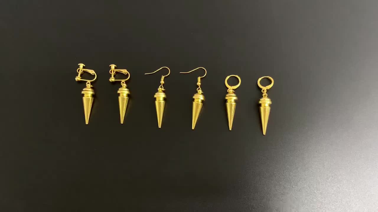 Anime Thorn Pointed Cone Drop Ear Clips Earrings For - Temu