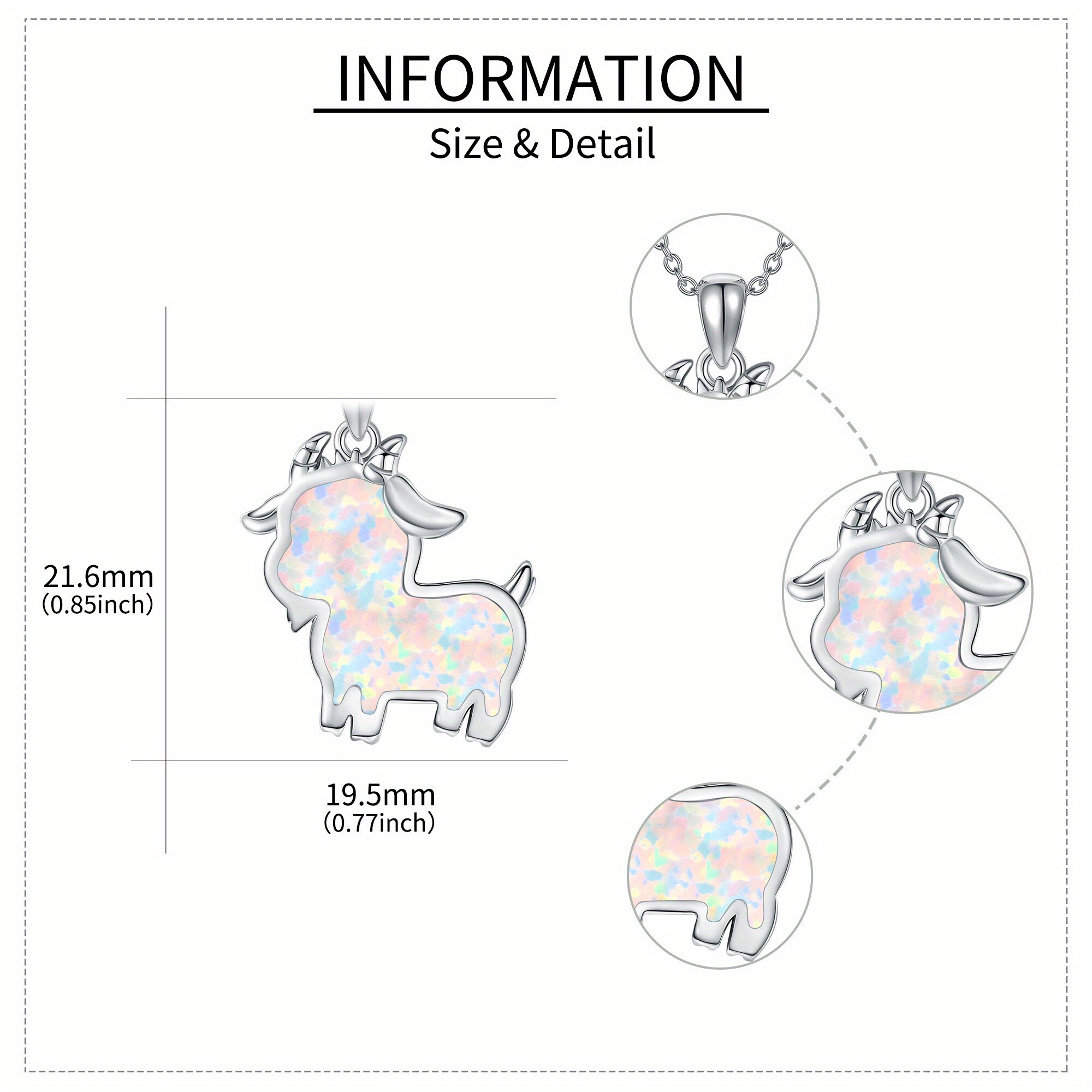 Women's Sterling Silver Opal Goat Pendant Necklace, Gift for Mum