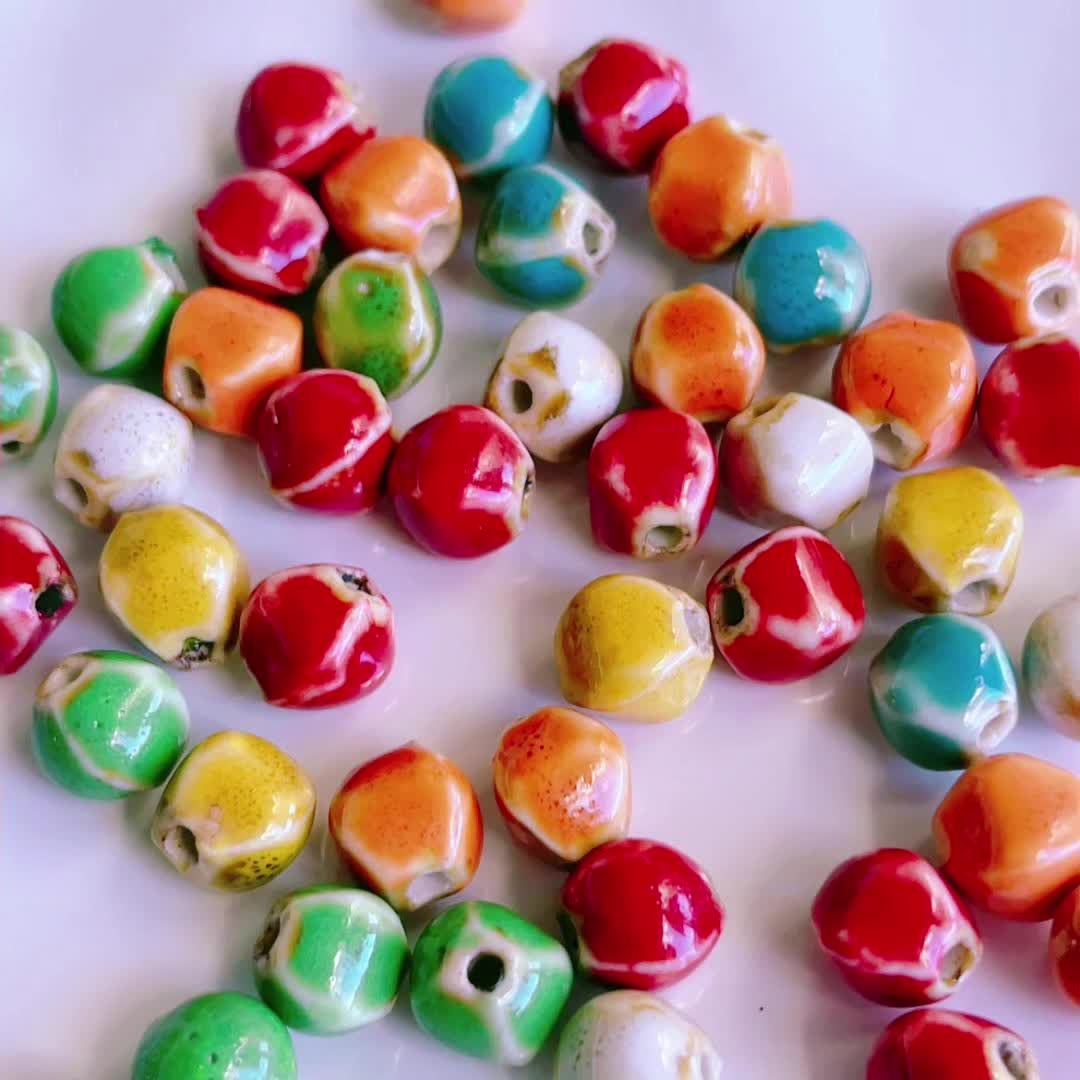 100 Mixed Ceramic Beads for DIY Jewelry Making Materials