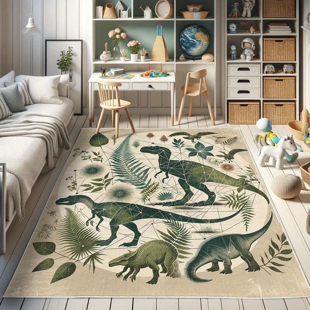 TEMU Dinosaur Design Luxurious Area Rugs For Living Room, Floor Carpet For Bedroom, Flannel Carpets Home Decor Rugs, Hotel, Non-slip Machine Washable Carpet, Aesthetic Stuff Home Decor Room Decor