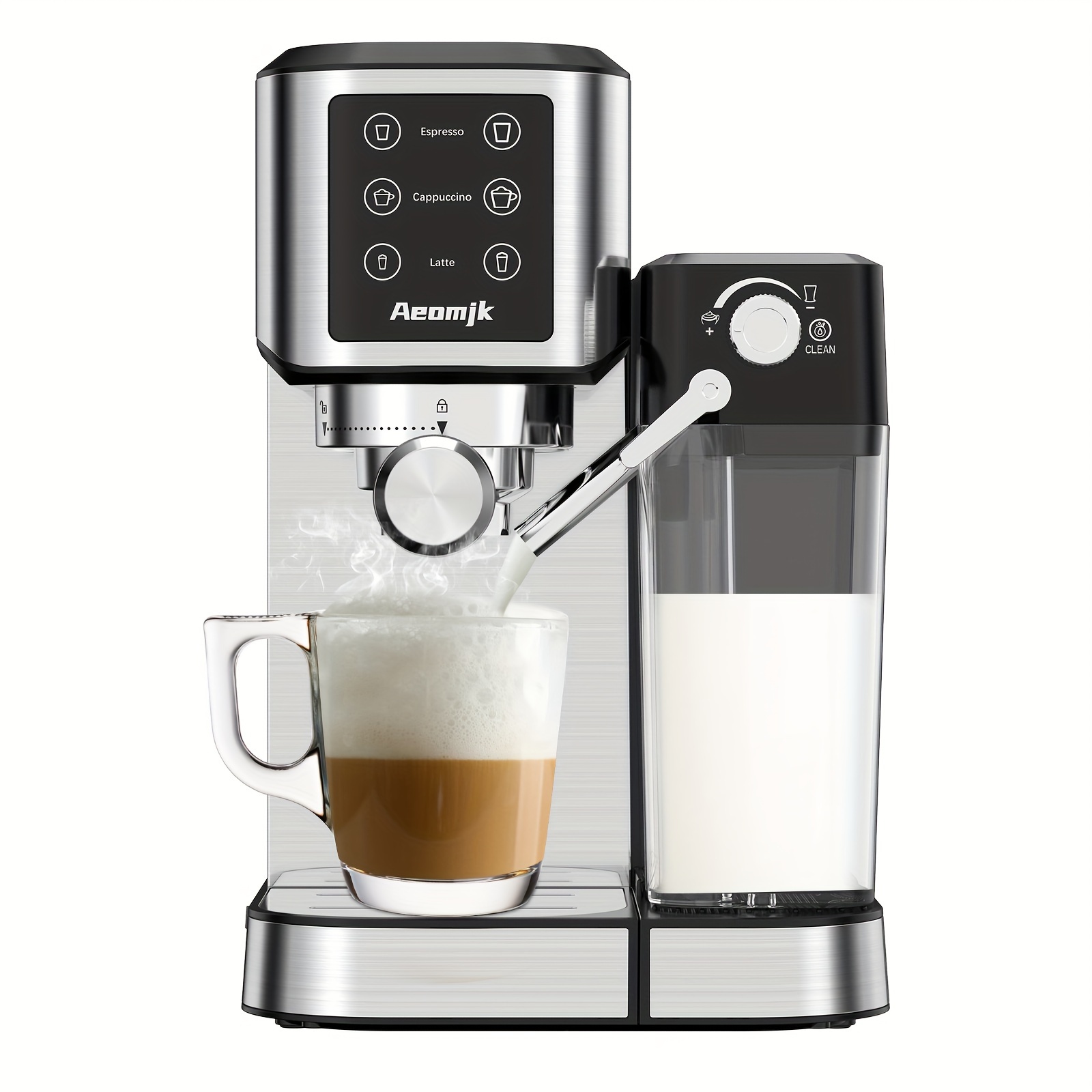 Una máquina de café con tres tazas y la palabra espresso en el