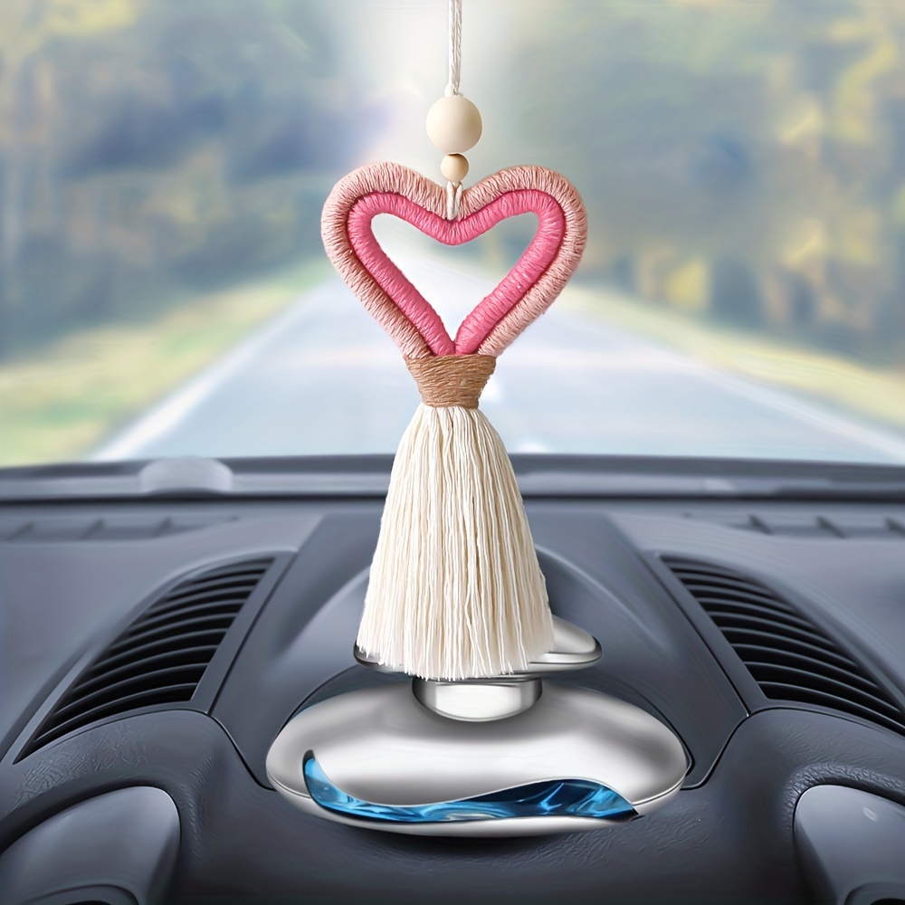 Diamond Pearl Car Pendant Cute Cartoon Heart Star Tassels Rearview