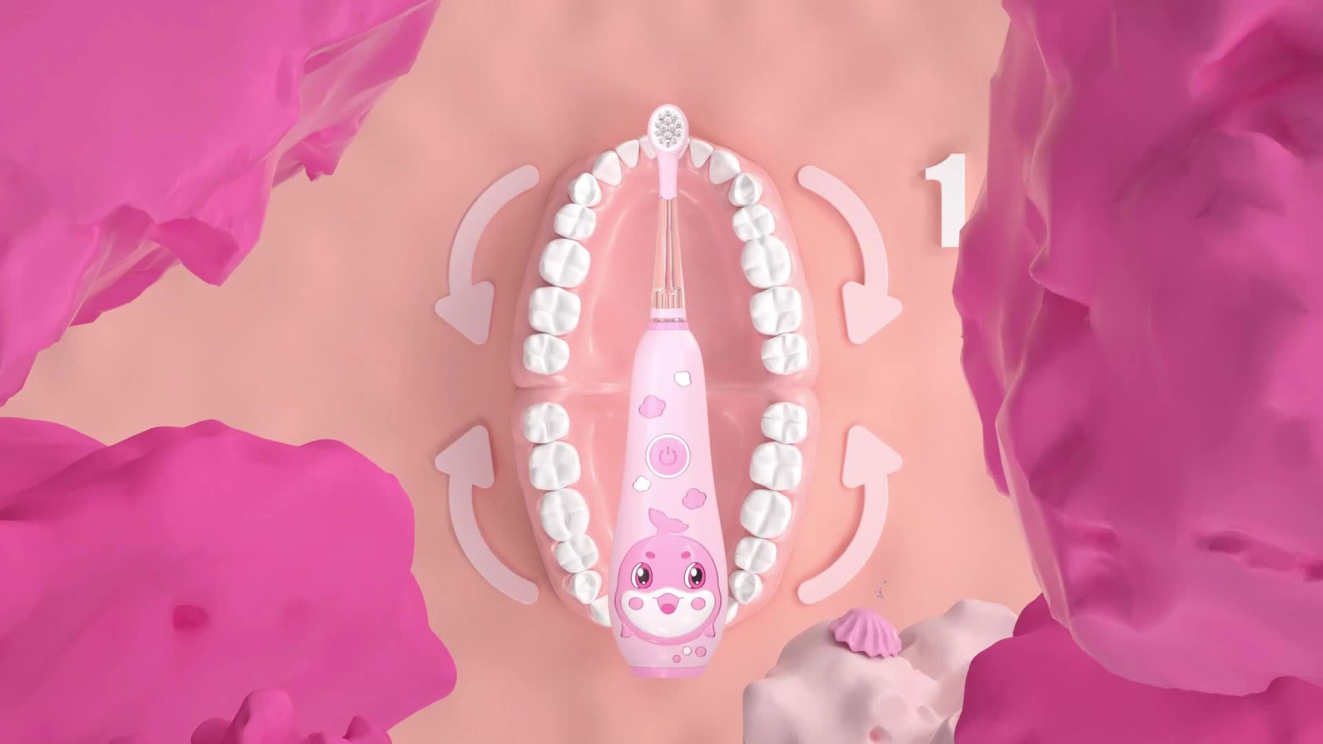 Electric Toothbrush | Cartoon Shape, LED Light, Soft Bristles, Magnetic Charging, 8 Brush Heads, USB Powered, Mixed Color, for Aged 0-6 Years