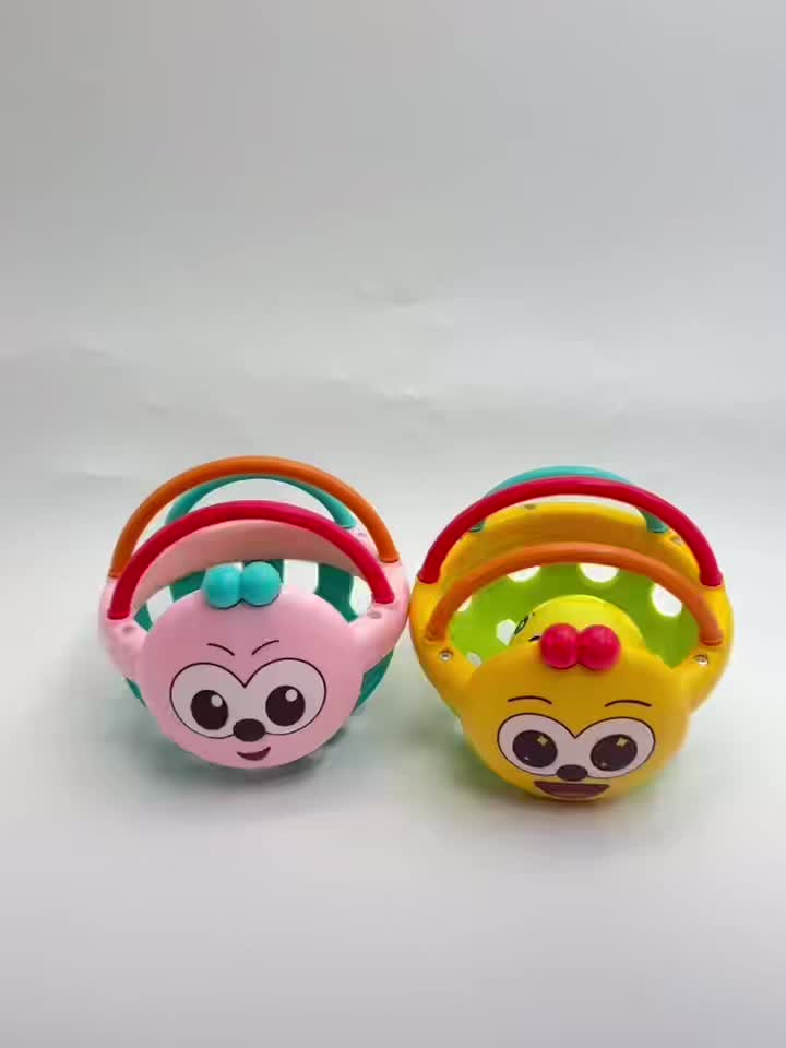 Handheld Vibration Sensory Toy for Babies, Colorful Cartoon Faces