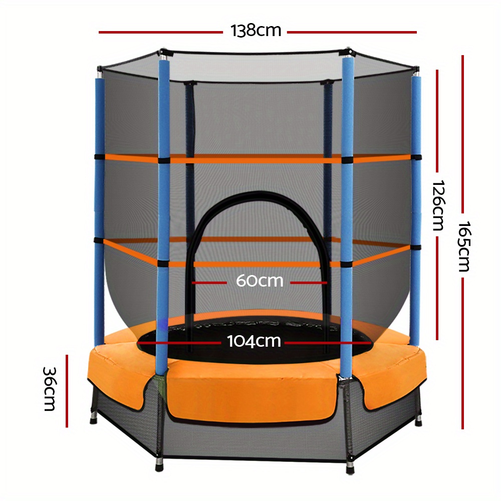 4 5ft trampoline for kids w enclosure safety net rebounder gift orange Product details 2