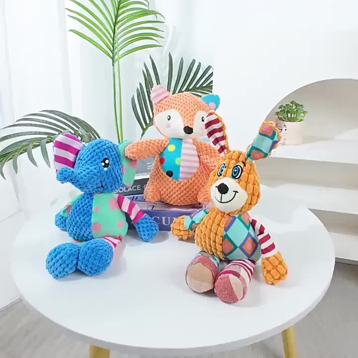 Chew-Resistant Dog or Elephant Plush Toy with Squeaker