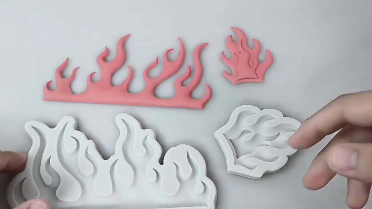 Fire flame shape fondant cutter. (Cake decorating supply).