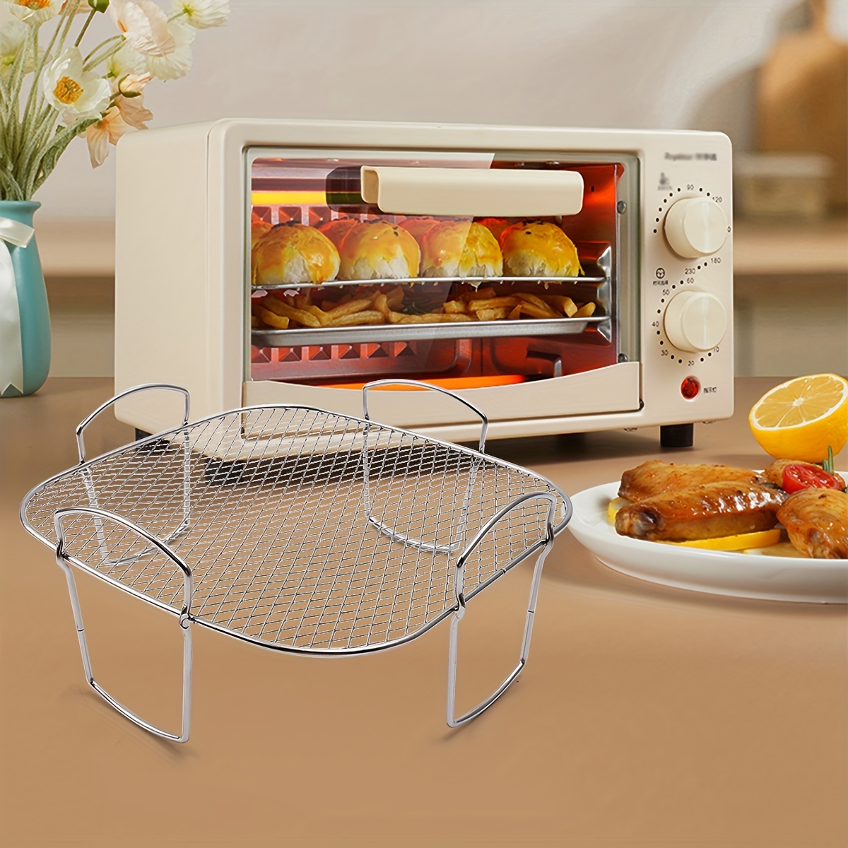 Air Fryer Accessories Skewer Rack Compatible with Instant Pot Vortex 10qt,  Vortex Pro 9-in-1, Toaster Ovens, Stainless Steel Airfryer Kabob Accessory