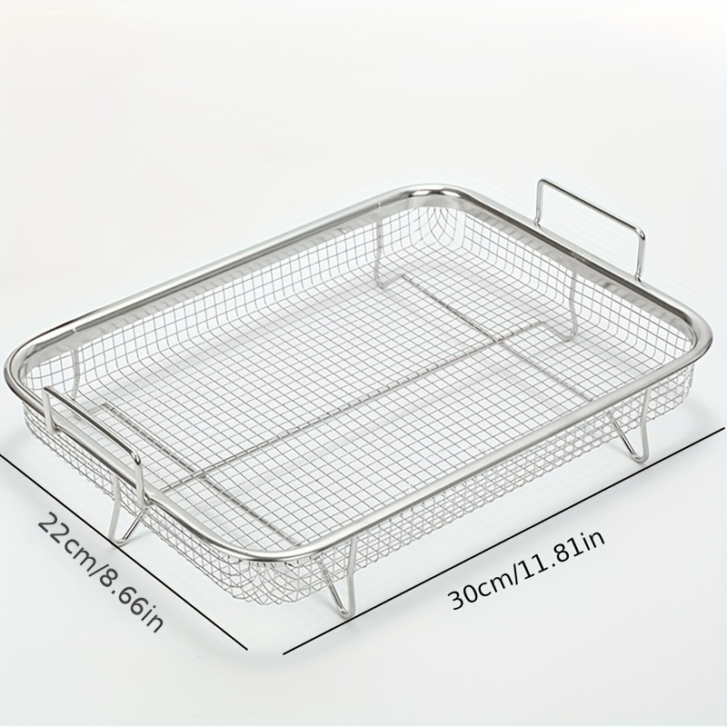 1pc Baking Tray Oil Frying Baking Pan Grill Crispy Mesh For Oven Air Fryer  BBQ Stainless Steel Copper Non-stick Chips Basket