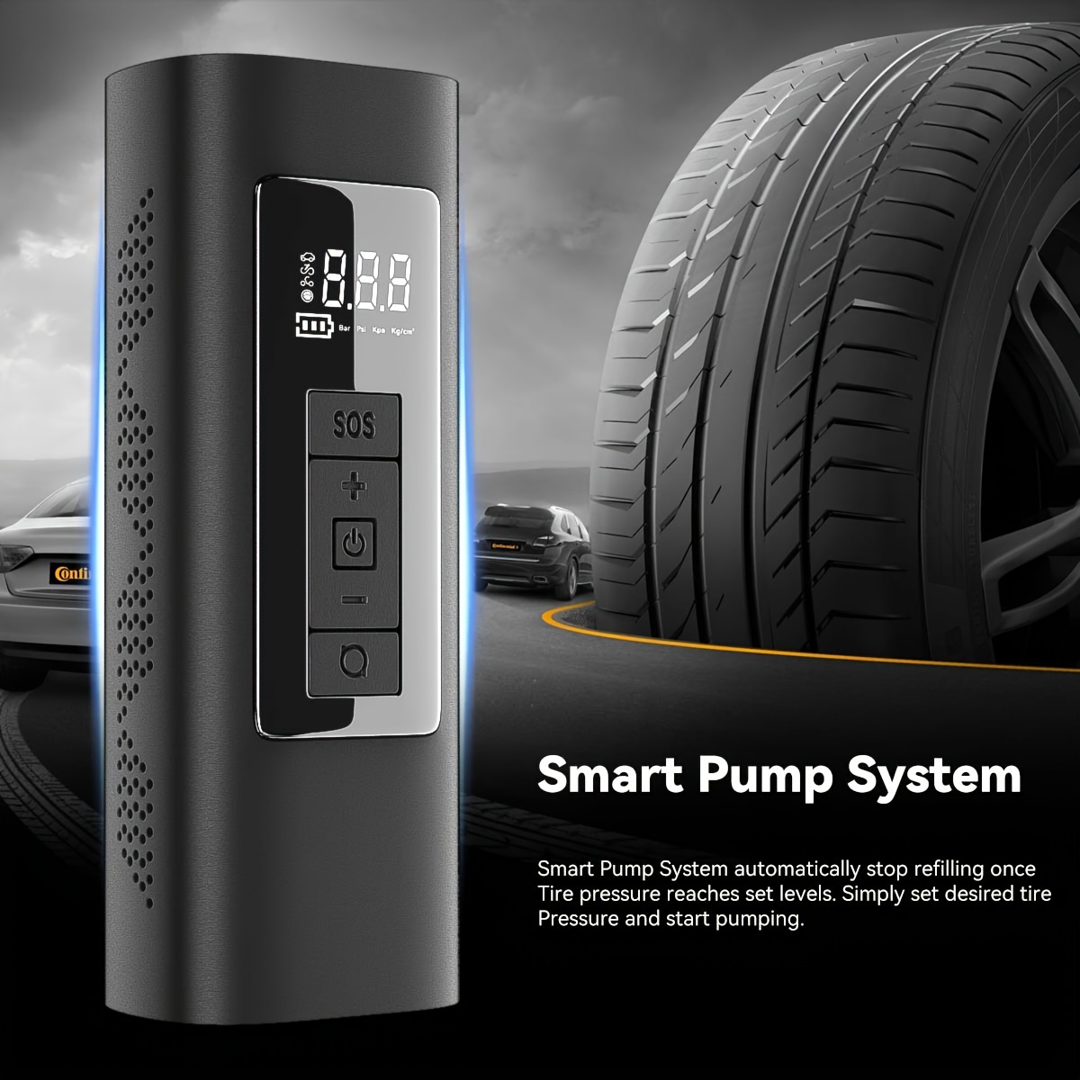  Xiaomi Portable Electric Air Compressor, 150 PSI Tire Inflator  for Car, Scooter, Bike Tires and Balls - Cordless with Digital Pressure  Detection : Automotive