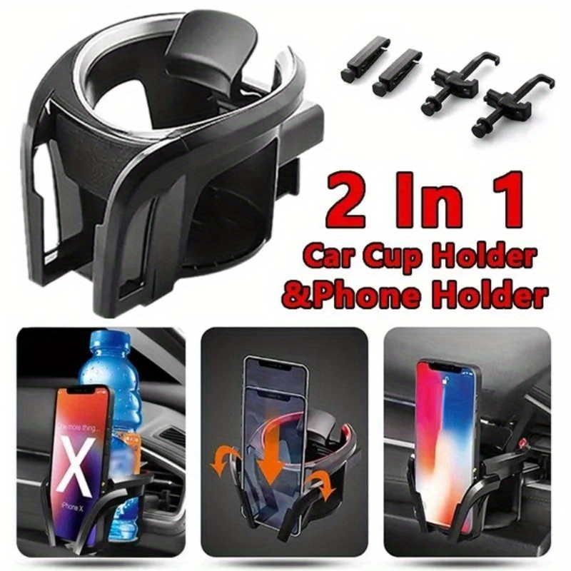  Car Cup Holder and Phone Mount for Air Vent, 2 in 1