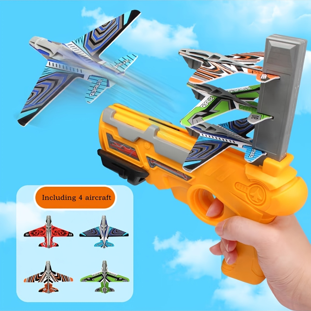 2 Pack Airplane Toys with Launcher, Glider Catapult Plane Toy, Outdoor Flying Toys for 4 5 6 7 8 9 10 Year Old Boys Girls, Toy for Boys Age 4-5 6-8