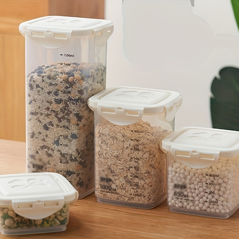  Chef's Path Kitchen Storage Box Set of 4 Extra Large Airtight Food  Storage Jars for Sugar Flour Cereal Rice - Measuring Spoons, Pen and Food  Preservation Labels (5.2 L) : Home & Kitchen