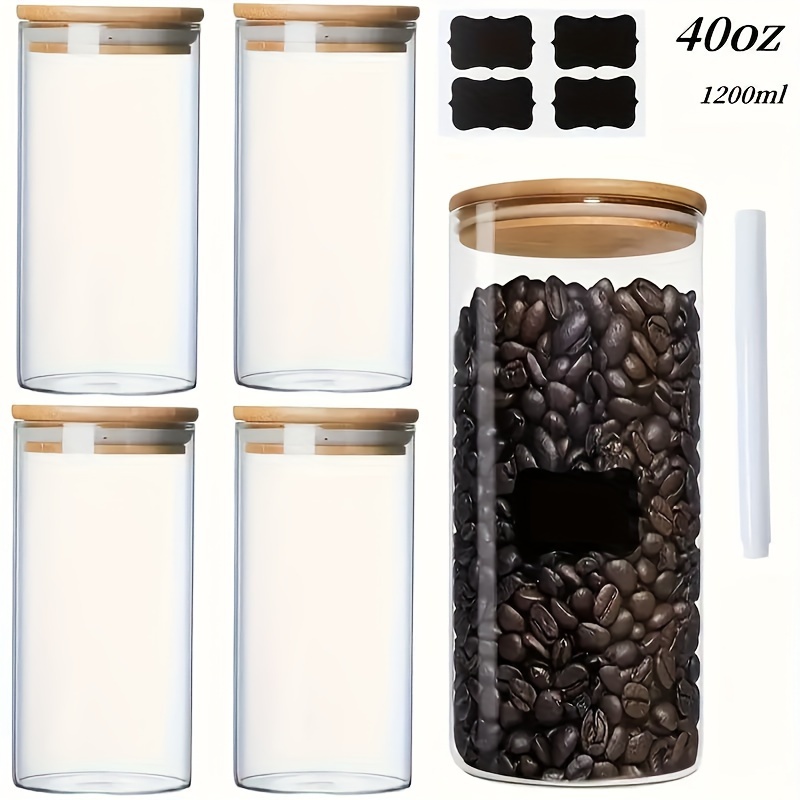  12 tarros de especias de bambú negro – Tarros grandes de  especias de 8.5 onzas con tapas de bambú – Tarros de vidrio para  condimentos con tapas herméticas – Tarros de