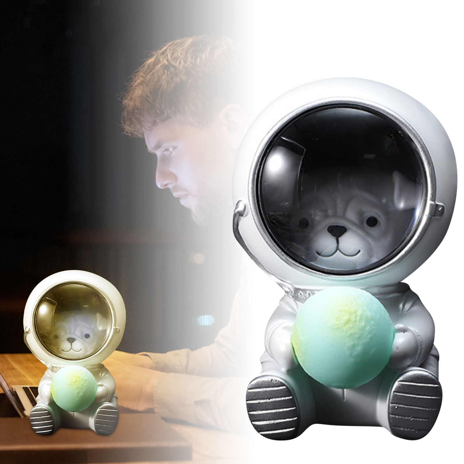 astronaut bear in space night light dimmable plug in battery free no   warm white led lamp with cute   planet dome for kids bedroom nursery living room safe plastic bedside light for adults Product details 4