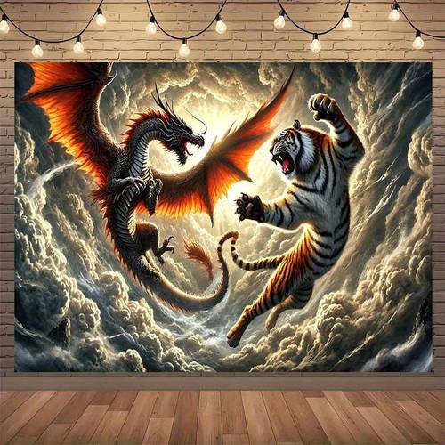 1pc the dragon and the clouds backdrop wall hanging fabric 8x6ft backdrop decor room photo studio props multi purpose room banner decor for home decor parties home garden outdoor celebrations