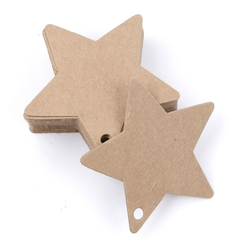 TEMU 40 Stück sternförmige Anhänger-Etiketten für Weihnachten, Hochzeit, Party – Fünfzackige Stern-Anhänger, geeignet für Geschenkkarten, Ornamente,