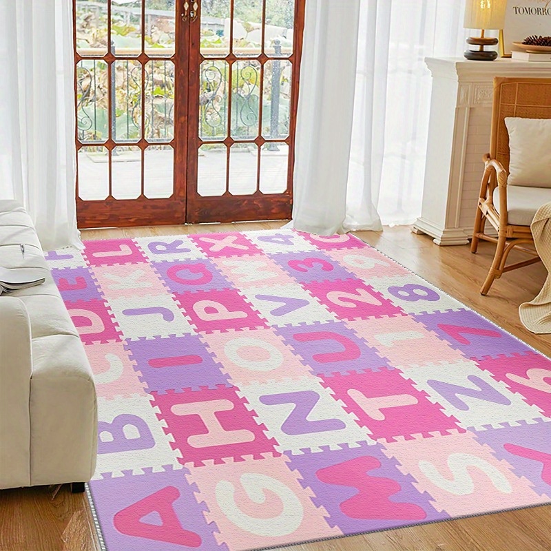 velvet letter puzzle mat easy to clean foldable printed floor mat soft suitable for room bedroom gym and home office
