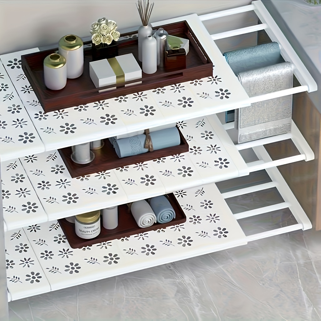 adjustable storage shelf set of 3 - expanding design for wardrobe, kitchen & bathroom space saving with durble plastic material and hanging/extendible installation!   dividers, shelf dividers 0