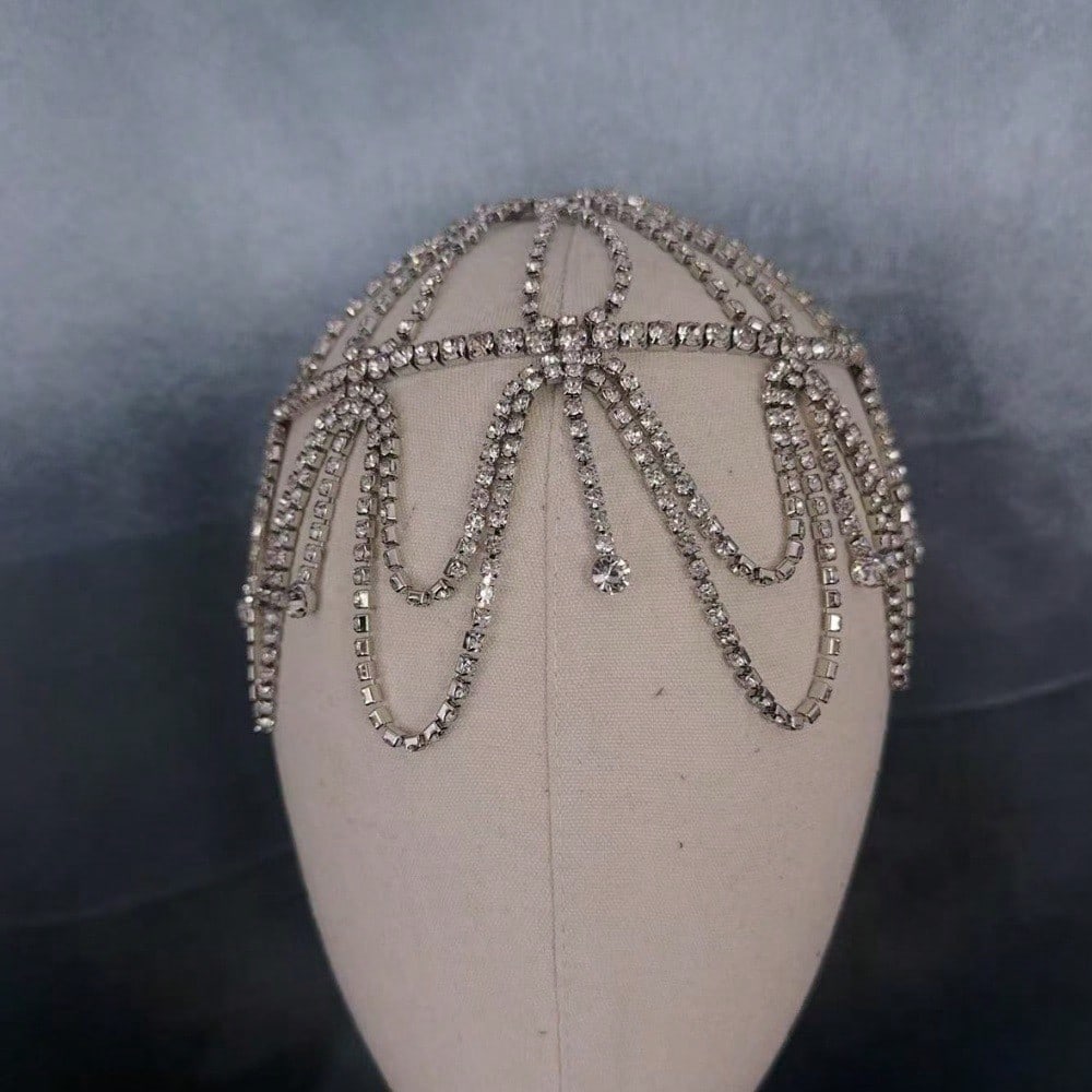 Multi-Layered Rhinestone Tassel Head Chain Hat Party Accessory