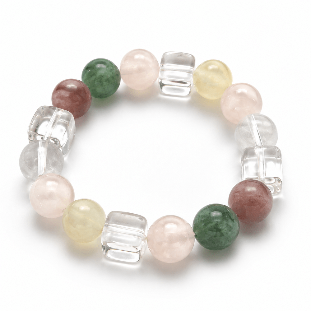 Multicolor Crystal Beaded Stretch Bracelet, Boho Style
