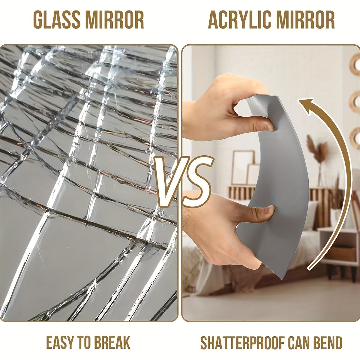 Frameless Irregular Acrylic Decorative Wall Mirror, Modern Minimalist Irregular Wall-Mounted Mirror for Living Room, Entryway, Bedroom, and Makeup Mirror
