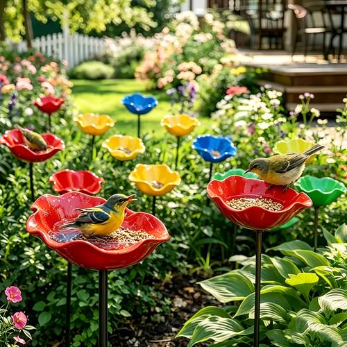 item picture 3pcs set feeder and waterer and bee waterer in multiple colors feeder and waterer feature vibrant colors that shimmer and in sunlight with a and weather resistant design wind