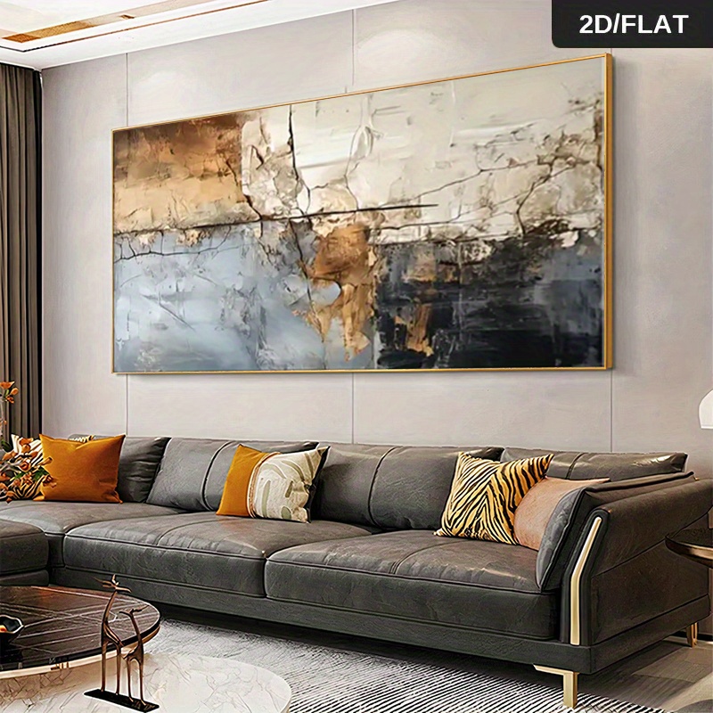 2d flat 1pc modern abstract crack texture frameless canvas with horizontal vertical lines in neutral color 70cm 140cm width length   room suitable for spaces 2d flat