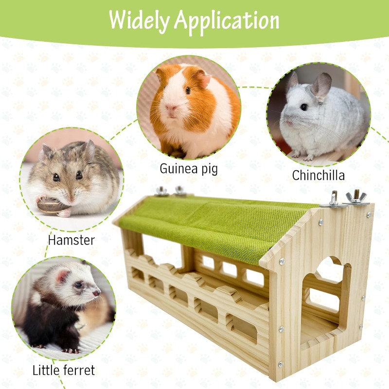 Wooden Suspension Bridge with Tunnel for Small Pets