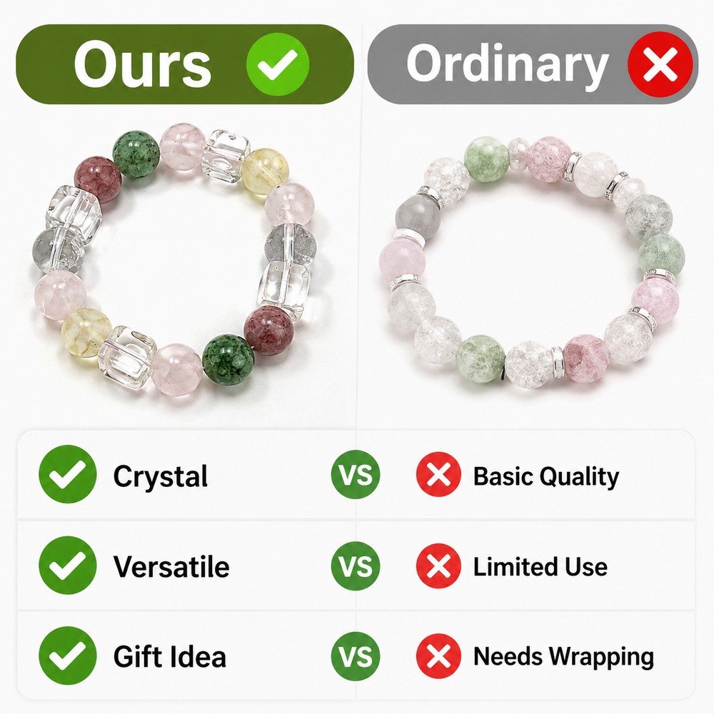 Multicolor Crystal Beaded Stretch Bracelet, Boho Style