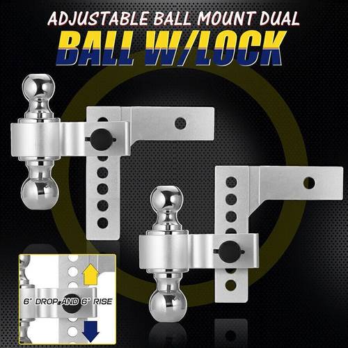 2 receiver 6 drop adjustable tow hitch dual ball mount trailer 26000lbs