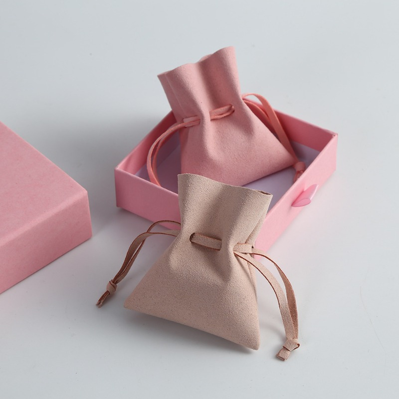 Personalized PU Plush Jewelry Pouch with Tie Closure
