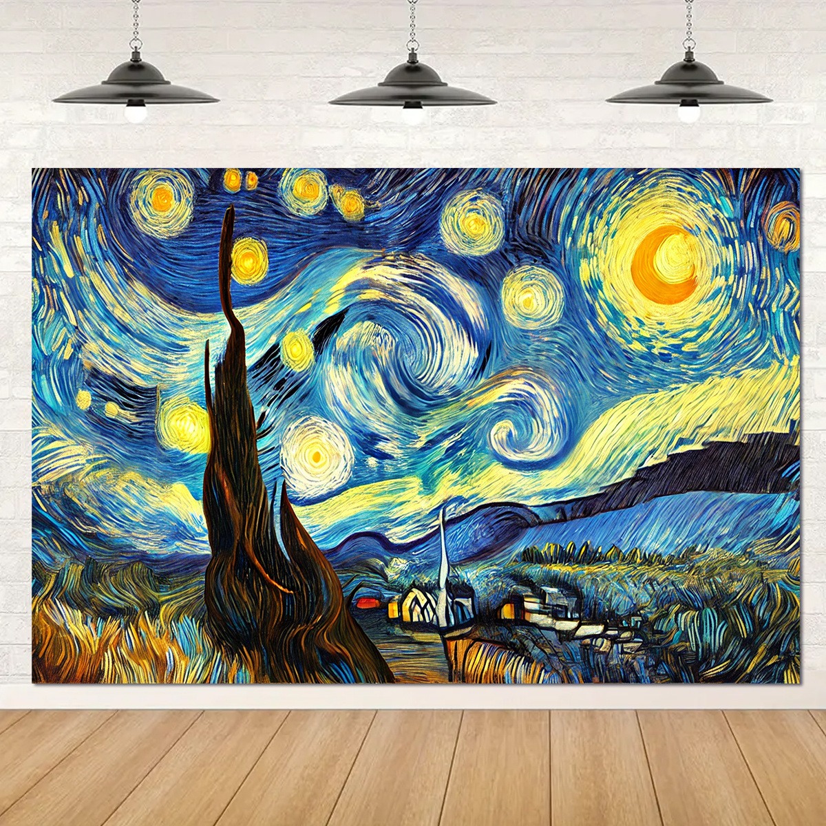 2d piatto, striscione 2d piatto, 1pz murales da parete     di van   - stampa     e   (59,8x36,2 o 83,8x59,8) - autoadesivo per facile installazione,   con vortici       per decorazione di soggiorno camera da letto ufficio - riproduzione