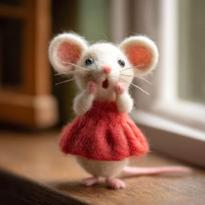 item picture handmade felt mini mouse christmas ornament with santa hat   miniature mouse suitable for desktop decor stocking stuffers handmade holiday decoration felt mini mouse   name