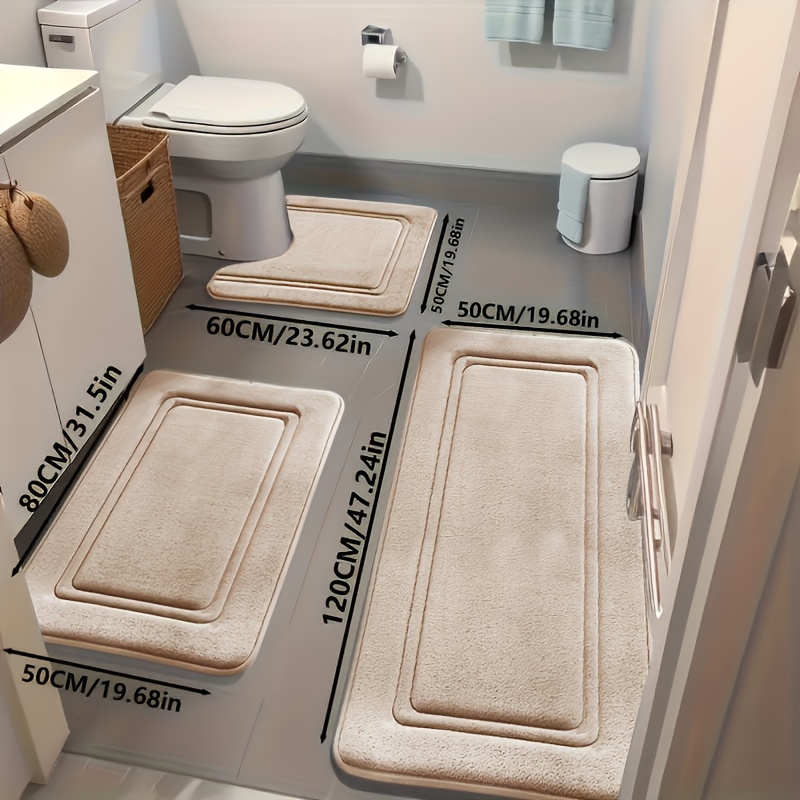 3pcs 25d sponge bath mats super absorbent non slip shower rugs thick soft bath tub floor mat suitable for bathtub shower bathroom heavy   areas modern bathroom decor