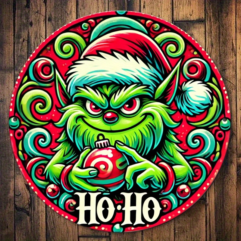 TEMU 2d Flat, 1pc Christmas "" Theme Round Wooden Sign, Wall Decor, Suitable For Indoor, Outdoor, Bathroom, Office, And Men's Den Decoration, Perfect