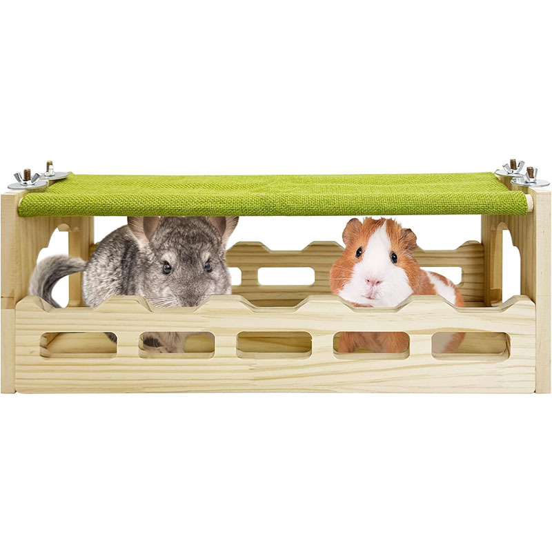 Wooden Suspension Bridge with Tunnel for Small Pets