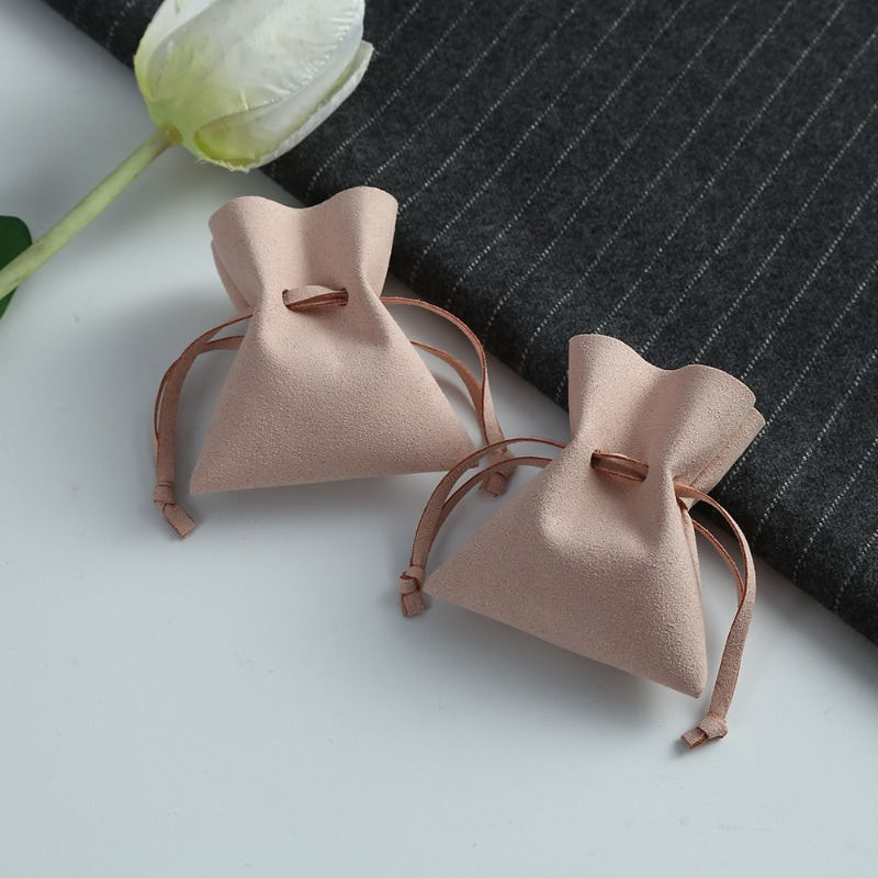 Personalized PU Plush Jewelry Pouch with Tie Closure