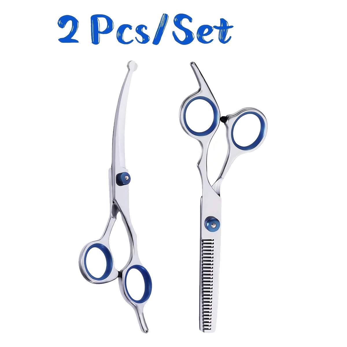 2pcs set professional pet grooming scissors curved round tip scissors pet thinning shear stainless     hair trimming shears halloween holiday present for pet groomer Product details 1