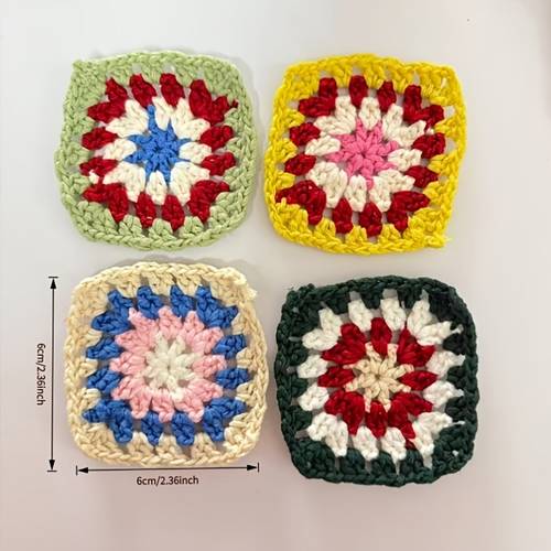 60pcs hand crocheted flower squares suitable for sweaters scarves bags coasters multicolor vibrant yarn squares with random assortment of crochet diy crafts doll home decor for crochet enthusiasts