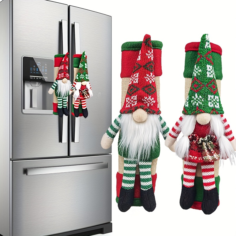 christmas refrigerator door handle cover christmas handle protector for kitchen appliances and microwave decoration