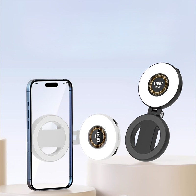 1pc USB Rechargeable Ring Light Magnetic Smartphone Selfie Light 3 *  Lighting Foldable Magnetic Selfie Light Portable, Convenient Degree  Rotatable Color Temperature Adjustable Photography Light for ...