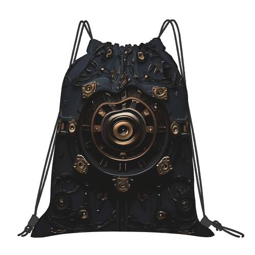 item picture lightweight drawstring bag featuring a steampunk gear vintage ideal for fitness outdoor activities travel and daily use