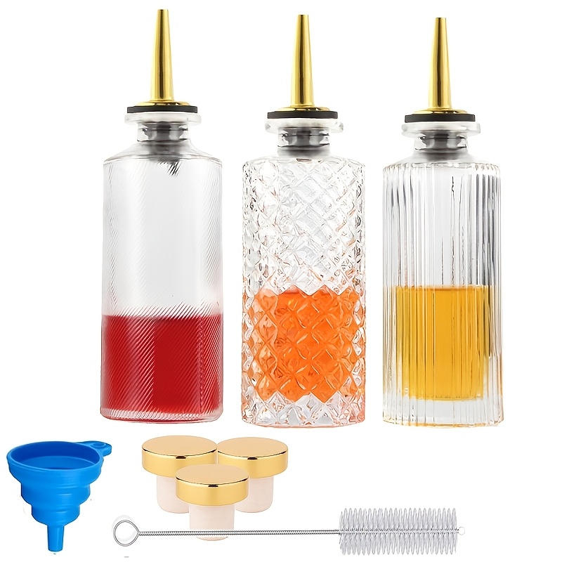 Sirup-Spenderflaschen-Set, 3er-Pack, 5oz, einfaches Set kleiner Sirupflaschen mit verbessertem Metall-Ausgießer