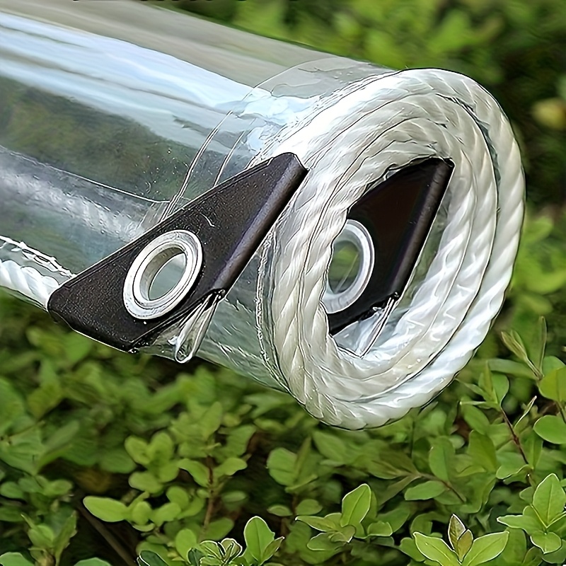 transparent rainproof tarpaulin with grommets 21 thread transparent pvc waterproof fabric 300g m thickened tear suitable for camping   cars and patios