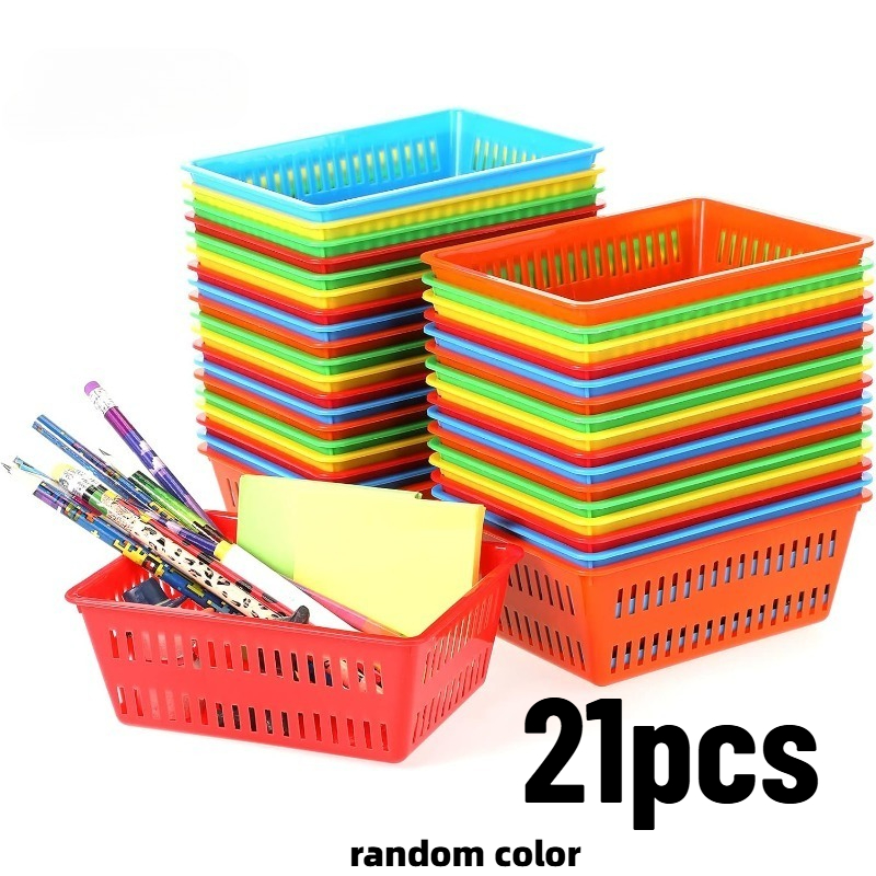 21pcs Random Color Classroom Storage Baskets for Organizing