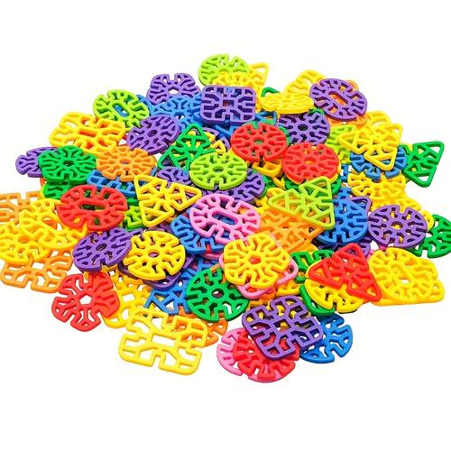 50 100pcs colorful geometric snowflake building blocks shape and color random construction toys enhance fine motor skills childrens party gift for diy enthusiasts gift for holiday events birthday parties